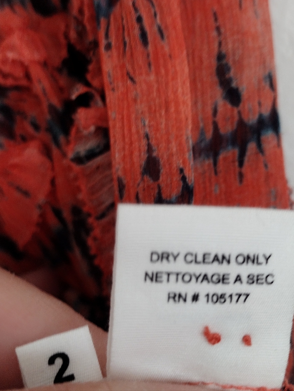 Ulla Johnson Mari Silk Blouse In Chili Tie Dye Orange Red Black Size 2 - Picture 15 of 16